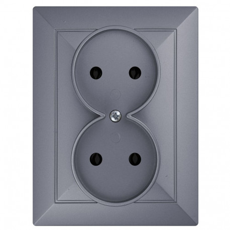 süvistatav kahekordne pistikupesa 2x2P, 16A, 250V