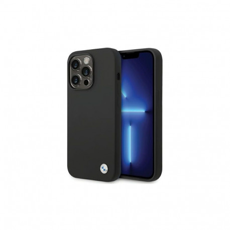 BMW BMW Silicone Metal Logo iPhone 15 Pro Max Case - Black