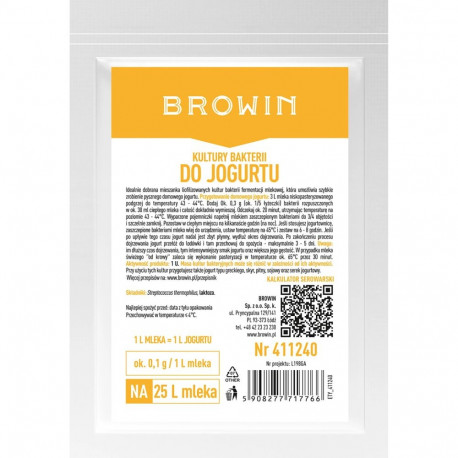Browin Jogurti bakterikultuur 411240, 3.0 g, 1 U, 25 L piima, mõeldud jogurtiks
