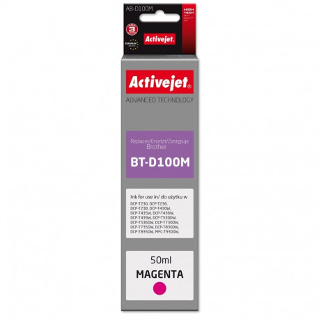 Activejet AB-D100M Ink cartridge for Brother printers, replacement for Brother BT-D100M; Supreme; 50