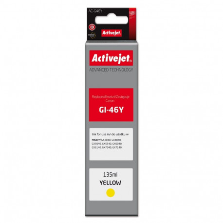 Activejet tindikassett AC-G46Y Canon printeritele, asendus mudelile Canon GI-46Y Supreme 135ml, koll