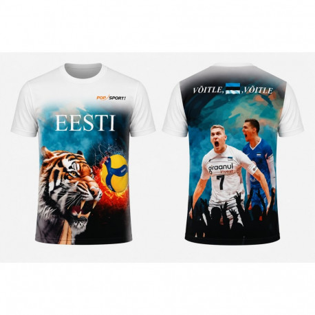 Popsport! Eesti võrkpalli fännisärk sinine/valge - M