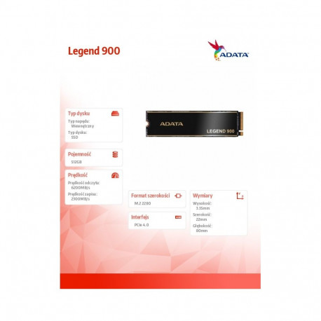 SSD-ketas Legend 900 512GB PCIe 4x4 6.2/2.3 GB/s M2