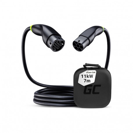 "Green Cell Snap Type 2 EV Charging Cable 11 kW 7 m for Tesla Model 3 S X Y, VW ID.3, ID.4, Kia EV6,