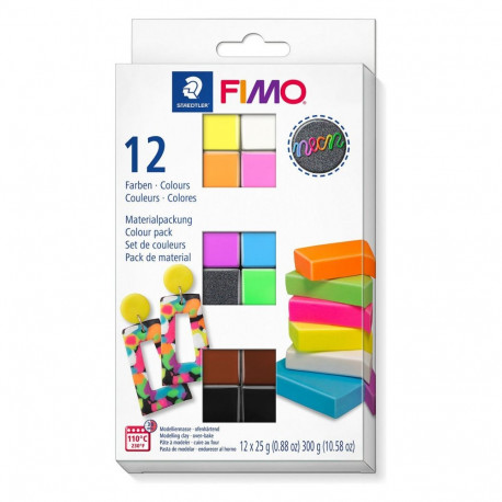 STAEDTLER ahjus kõvastuv voolimismass FIMO leather effect 8013 C, 12 plokki à 25