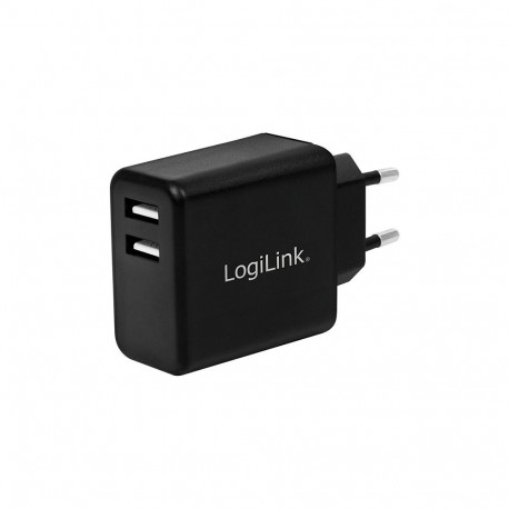 USB-A laadija 12W 2-pordiline 2 × USB-A, must