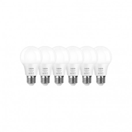 LEPRO 100089-WW-EU-6 LED Bulb, E27, A60, 8.5W (60W), 806 lm, 2700K (warm), 180°, 6-pack