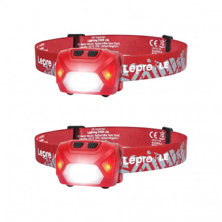 LEPRO 320014-R-2 USB Headlamp, 2-Pack