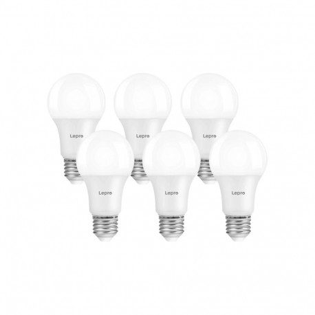 LEPRO 100092-WW-EU-6 A60 E27 7W 800 lm 2700 K dimmable LED bulb, Class E, 6-pack