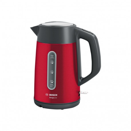 Bosch Kettle DesignLine TWK4P434 Electric, 2400 W, 1.7 L, Stainless steel, 360 rotational base, Red/