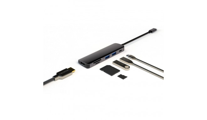 USB Hub - 4smarts 6in1 With DeX Function Space Grey
