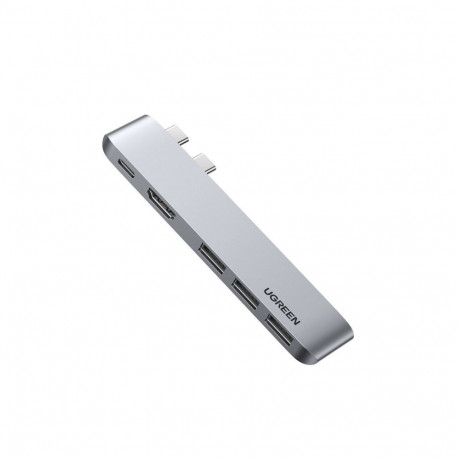 Ugreen sülearvuti dokk/portreplikaator 60559 USB 3.2 Gen 1 (3.1 Gen 1) Type-C, hõbedane