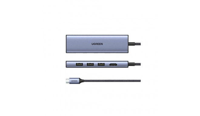 Ugreen USB-jaotur 20956A USB Type-C 5000 Mbit/s, hõbedane