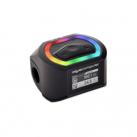 Aqua Computer läbivooluandur high flow NEXT, OLED, 2x G1/4, RGBpx, must