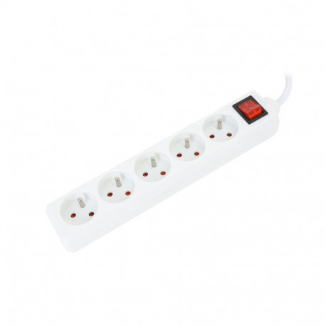 OMEGA POWER STRIP 5M 16A 5 SOCKETS TYPE E FRENCH WHITE[43716]