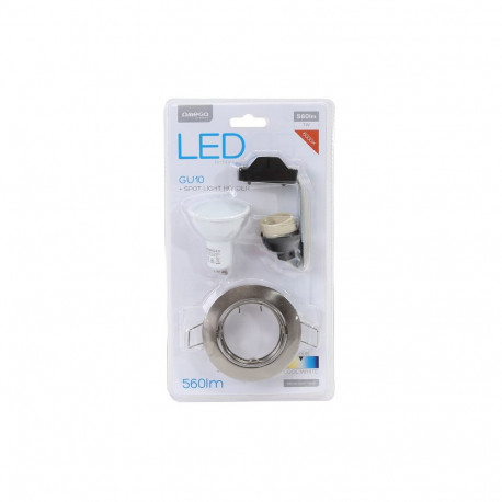 OMEGA SPOTLIGHT HOLDER ROUND NICKEL WITH LED GU10 7W 6000K