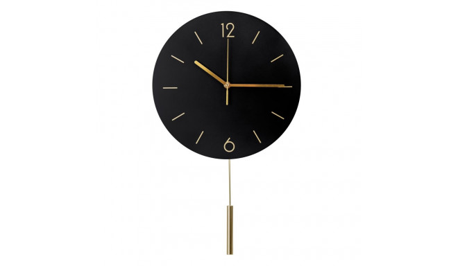 PLATINET ROUND WALL CLOCK LARK BLACK, silent mechanism, stylish pendulum [45960]