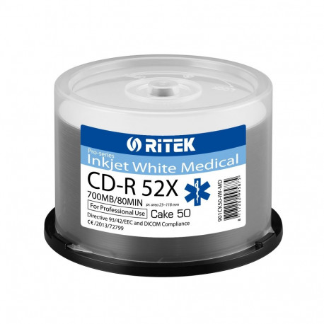 TRAXDATA RITEK CD-R 700MB 52X PRINTABLE MEDICAL CAKE*50 901CK50-IW-MD