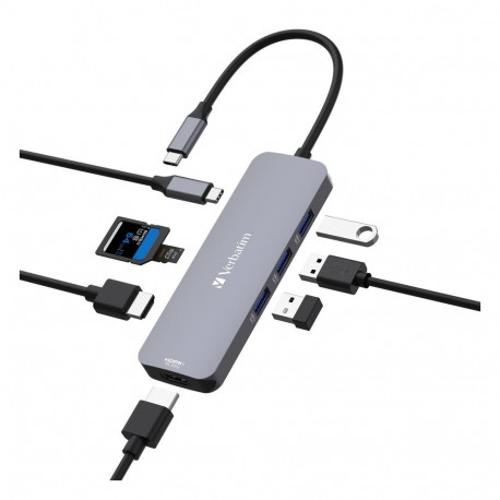 VERBATIM USB-C Pro 8 Port Hub 2xHDMI 4K SD 3.2 GEN1 CMH-08 32151