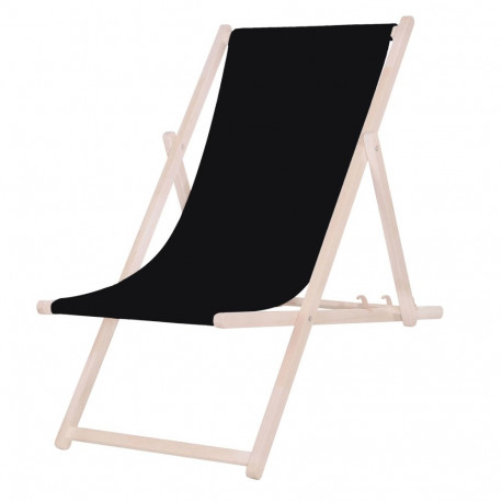 PLATINET GARDEN WOODEN SUNBED / LOUNGER SUMMER BLACK [45433]