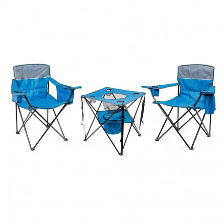 PLATINET CAMPING SET 2x CHAIR PADDED 55x55x44/90 CM + 1x TABLE 59x59x60 cm BLUE [46137]