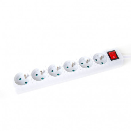 OMEGA EXTENSION CORD 1,5M 16A 6 SOCKET TYPE E FRENCH WHITE [46083]