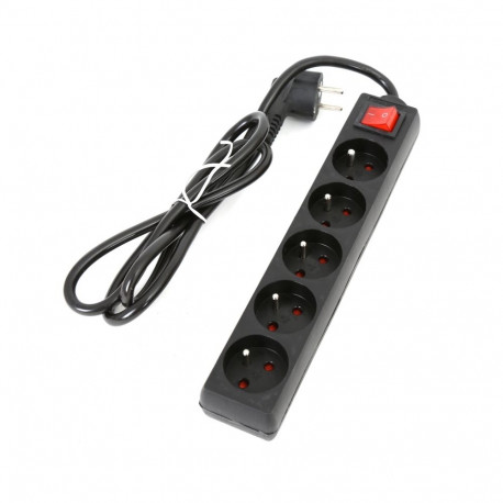 FIESTA POWER STRIP 1,5M 10A 5 SOCKETS TYPE E FRENCH BLACK[42042]