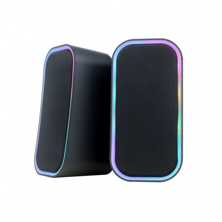 OMEGA SPEAKERS STEREO 2.0 6W RMS RGB Bluetooth USB 3.5 mm Audio Black Tower [46147]