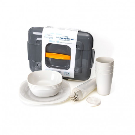 PLATINET CAMPING TABLEWARE PICNIC SET IN BOX 26 PCS 4 X PLATE + BOWL + CUP + CUTLERY [46261]