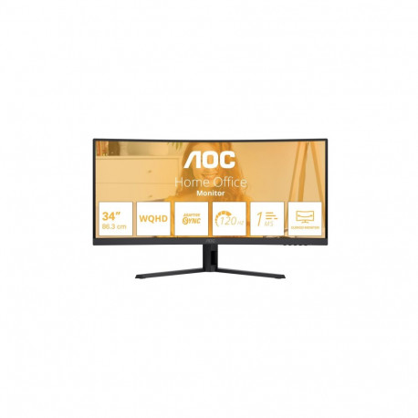AOC CU34B3E | 34 " | VA | WQHD | 21:9 | 120 Hz | 4 ms | 3440 x 1440 pixels | 300 cd/m² | HDMI ports 