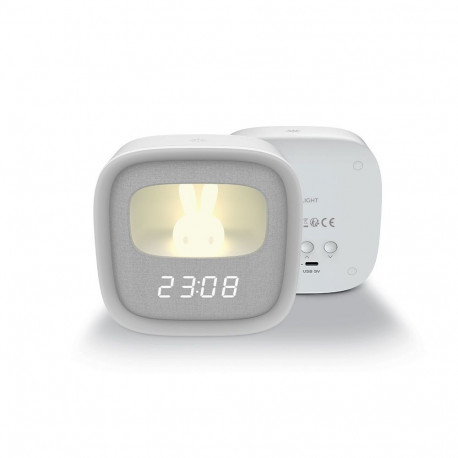 Forever Light LED-öise jänesega äratuskell Pure FNL-06 Aurora, valge ruudukujuline, 1200mAh