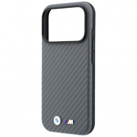 BMW case for IPHONE 18 Pro/17 Pro compatible with MagSafe (Carbon Metal Logo) grey