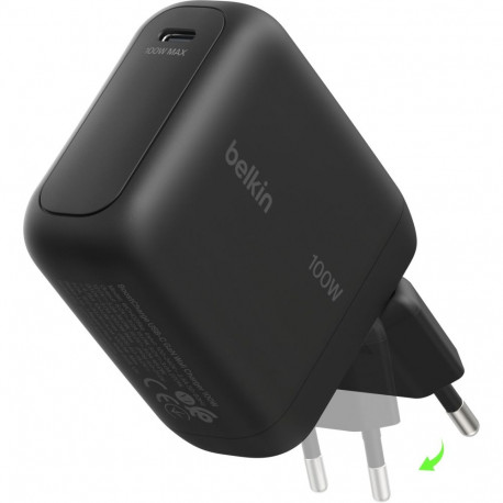 Belkin BOOSTCharge USB-C GaN-laadija WCH025kqBK 100W kokkupandava pistikuga, must