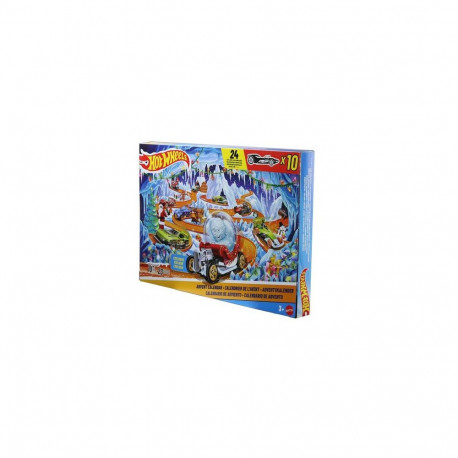 Hot Wheels 2026 Advent Calendar, 10 Toy Vehicles in 1:64 Scale, 14 Accessories & 10 Ornament Cli