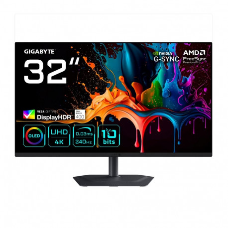 GIGABYTE MO32U2 32” OLED 4K UHD Gaming Monitor - 3840 x 2160, 240Hz, 0.03ms, 250 cd/m², G-Sync Compa