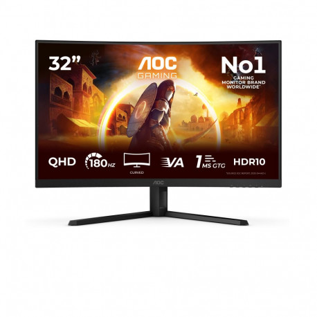 AOC G4 CQ32G4VE, 80 cm (31.5"), 2560 x 1440 pixels, Quad HD, LCD, 1 ms, Black, Grey
