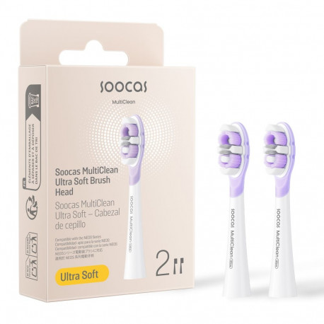 SOOCAS NEOS II Replacement Brush Head Ultra Soft, White (2 packs in 1 box)