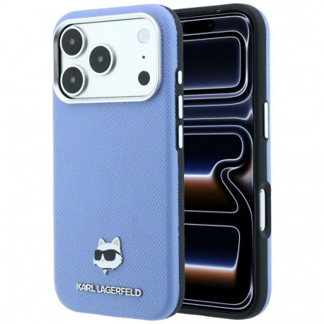 KARL LAGERFELD case for IPHONE 18 Pro/ 17 Pro compatible with MagSafe (Grained Choupette Head Metal)
