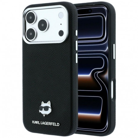 KARL LAGERFELD case for IPHONE 18 Pro/ 17 Pro compatible with MagSafe (Grained Choupette Head Metal)