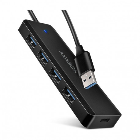 AXAGON USB-A SuperSpeed reisijaotur HUE-C1A, 4x USB 3.0, 20cm, must