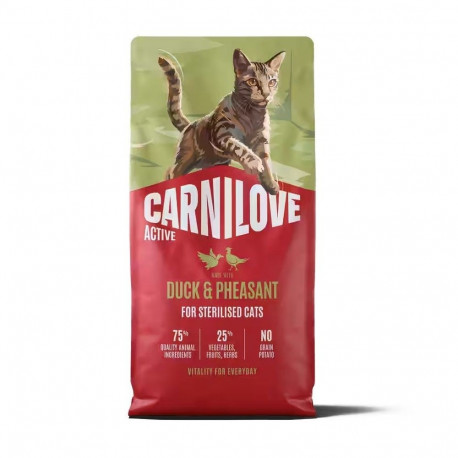 CARNILOVE kuivtoit steriliseeritud kassidele Active Cat pardi- ja faasanilihaga 6kg