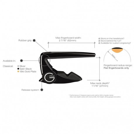 G7th Performance 2 Classical Satin Black - kapodaster do gitary klasycznej i flamenco