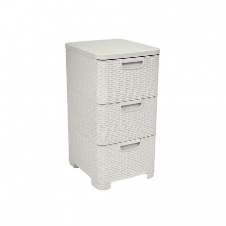Storage Drawer Unit - CURVER Rattan 206314, 3 × 14 L, Cream
