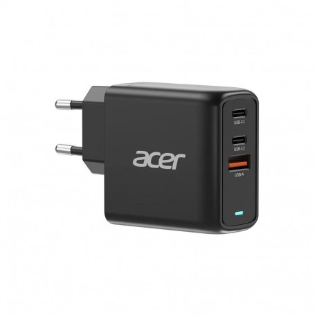 Acer 67W PD GaN Charger, 2 x USB C and 1 x USB A, EU Plug, 100W USB C cable, Black (Retail Pack)