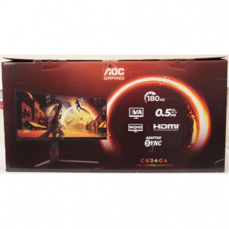 AOC SALE OUT. CU34G4 Curved 34" 3440x1440/21:9/1ms HDMI, DisplayPort, USB, Audio out | CU34G4 | 34 "