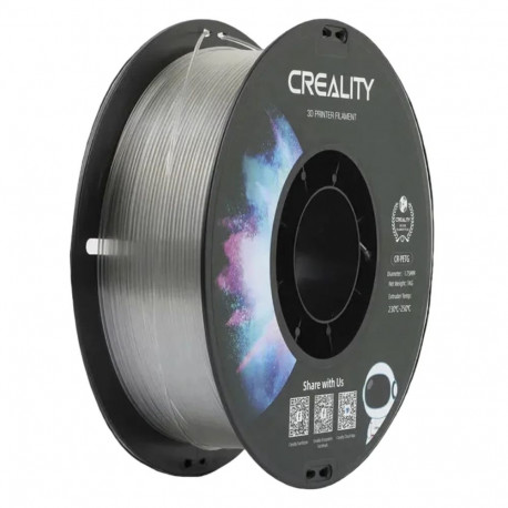 CR-PETG 3D-filament 1kg 1,75mm rullil, läbipaistev
