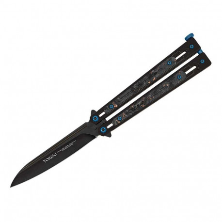 Nóż Tokisu 02259 Balisong Bright Black Steel