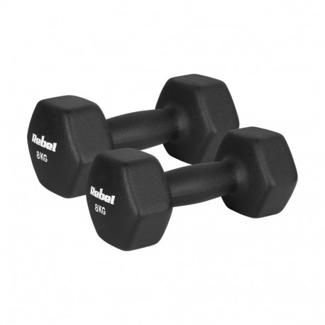 Hantelki żeliwne neoprenowe HEX 2x8kg, REBEL ACTIVE