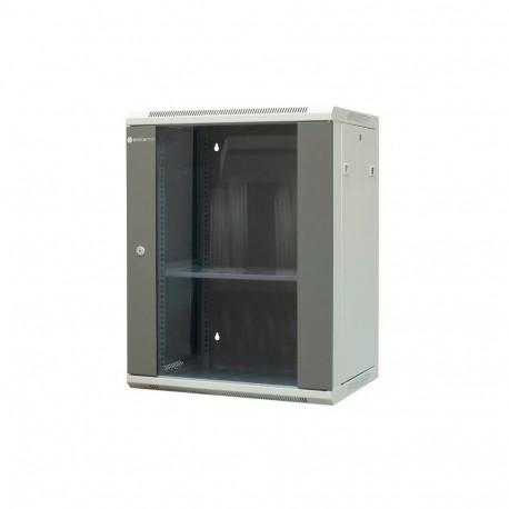 EMITERNET Separate hanging cabinet 19" 15U, sheet metal/glass door, 600×450×770mm width/depth/height