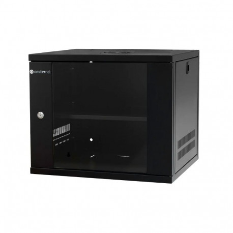 EMITERNET Light, undivided hanging cabinet 19'' 9U, sheet metal/glass door, 550×450×455mm width/dept